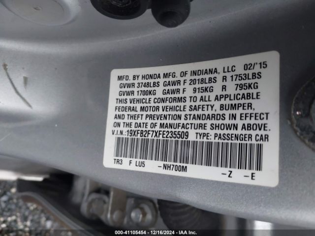 19XFB2F7XFE235509 Honda CIVIC SE