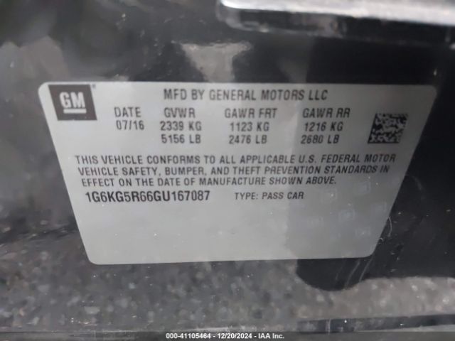 1G6KG5R66GU167087 Cadillac Ct6 Twin Turbo Premium Luxury