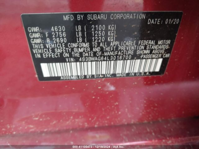 4S3BWAG64L3016700 Subaru Legacy Sport