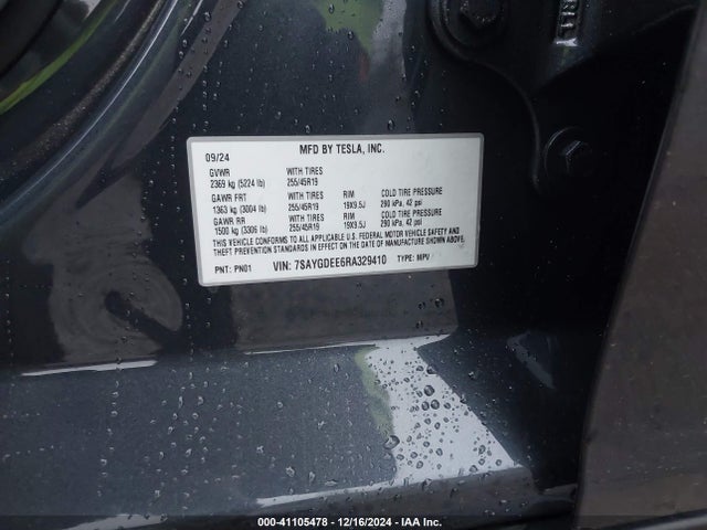 2024 TESLA MODEL Y 7SAYGDEE6RA329410 Photo 8