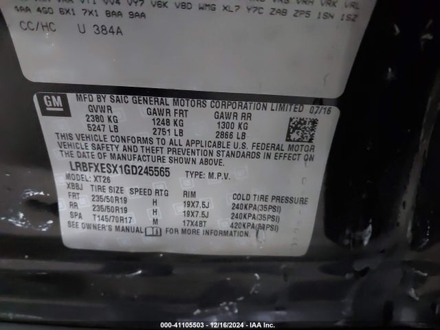 LRBFXESX1GD245565 Buick Envision Premium I