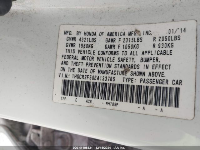 1HGCR2F50EA133765 Honda Accord Sport