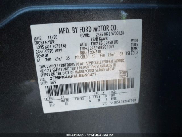2FMPK4AP6LBB50477 Ford EDGE ST