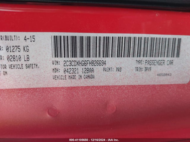 Dodge Charger Sxt 2015 2C3CDXHG6FH826694 Image 9