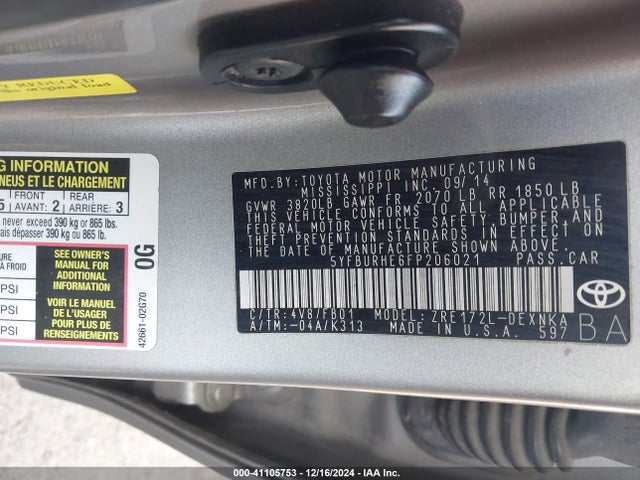 Toyota Corolla Le Plus 2015 5YFBURHE6FP206021 Image 9