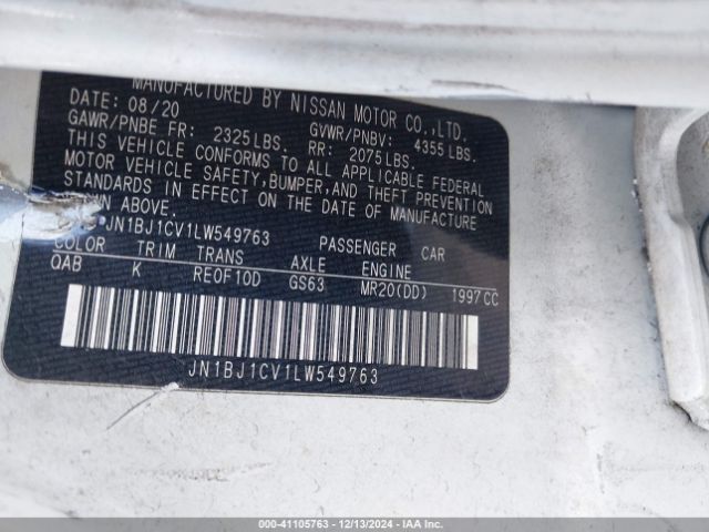 JN1BJ1CV1LW549763 Nissan Rogue Sport Sv Fwd Xtronic Cvt