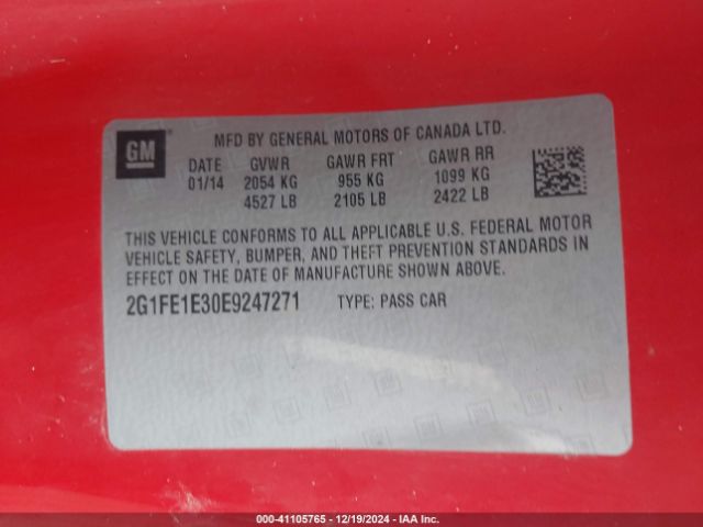 2G1FE1E30E9247271 Chevrolet Camaro 1ls