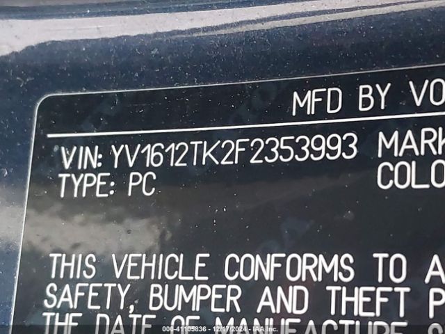 YV1612TK2F2353993 Volvo S60 T5 Premier