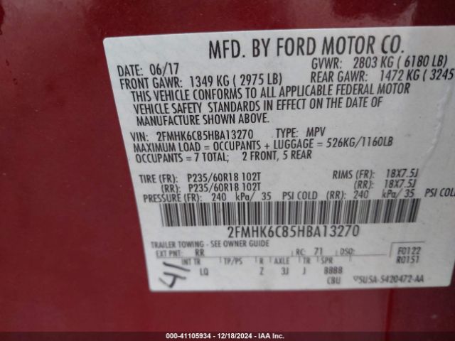 2FMHK6C85HBA13270 Ford FLEX SEL
