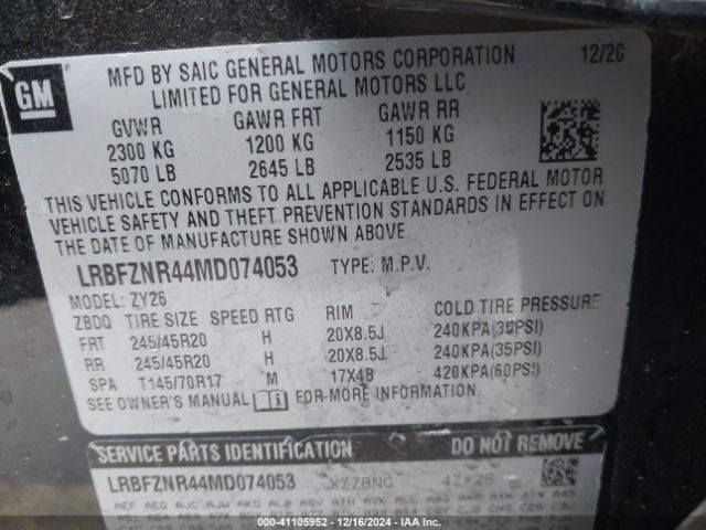 LRBFZNR44MD074053 Buick Envision Fwd Essence