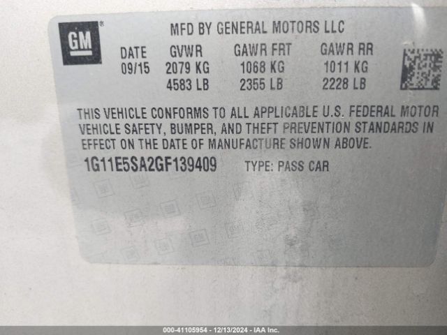 1G11E5SA2GF139409 Chevrolet Malibu Limited Ltz