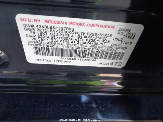 2011 MITSUBISHI OUTLANDER SPORT JA4AR4AU4BZ022188 Photo 8