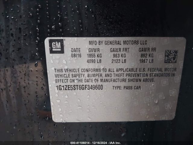 1G1ZE5ST6GF349600 Chevrolet MALIBU 1LT