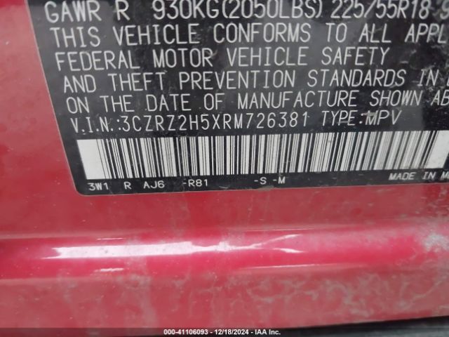 3CZRZ2H5XRM726381 Honda Hr-v Awd Sport/awd Sport W/o Bsi