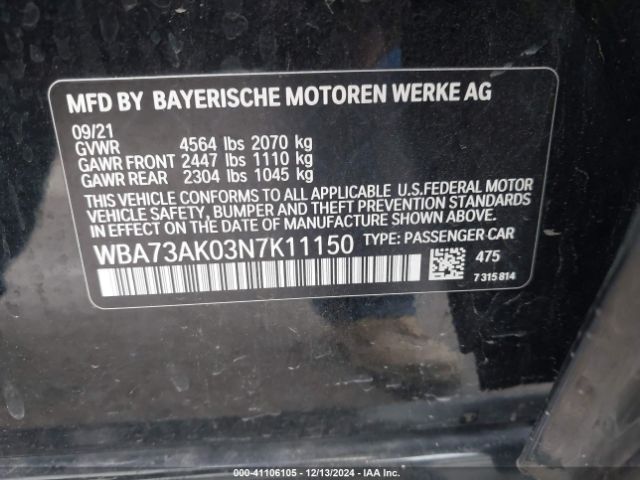 2022 BMW 2 SERIES WBA73AK03N7K11150 Photo 8