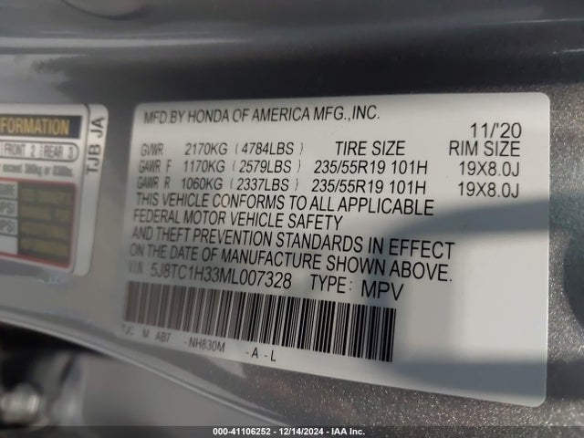 Acura Rdx Standard 2021 5J8TC1H33ML007328 Image 9