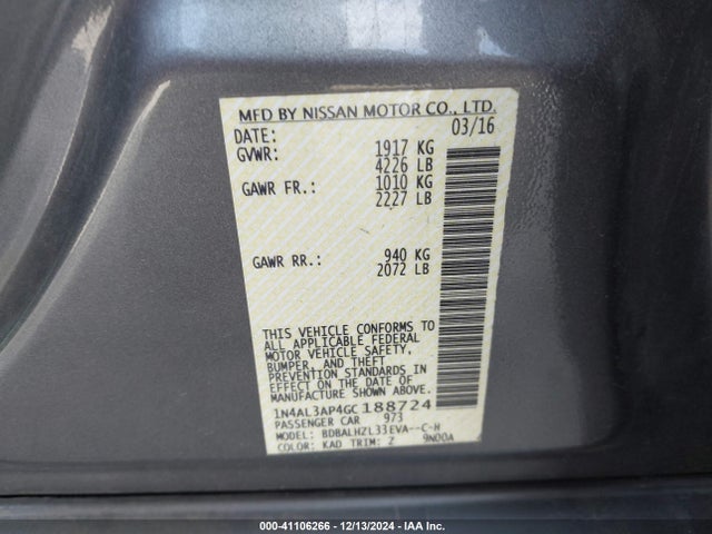 Nissan Altima 2.5 Sr 2016 1N4AL3AP4GC188724 Image 9