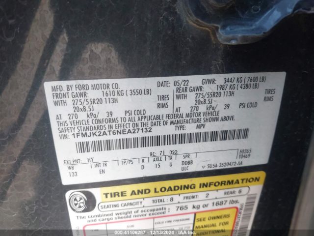 1FMJK2AT6NEA27132 Ford Expedition Limited Max