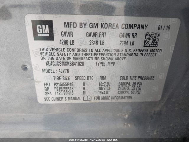 KL4CJCSMXKB841028 Buick Encore Fwd Essence