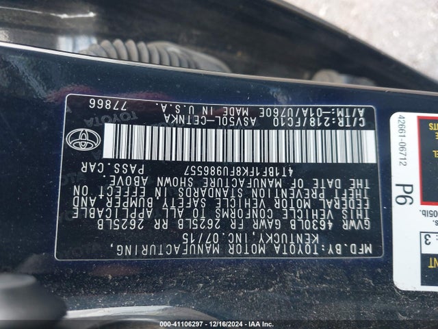 Toyota CAMRY LE 2015 4T1BF1FK8FU986557 Image 9