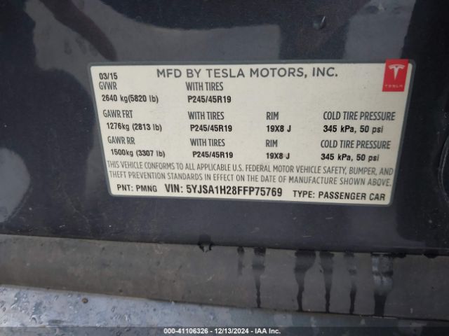 5YJSA1H28FFP75769 Tesla Model S 70d/85d/p85d