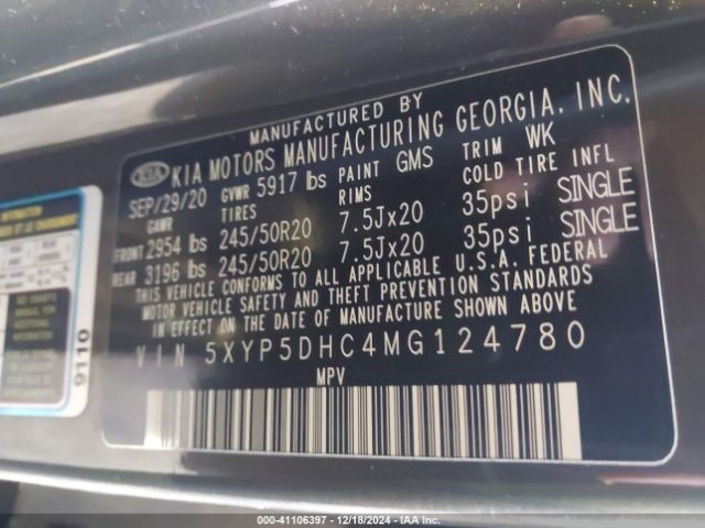 5XYP5DHC4MG124780 KIA Telluride Sx