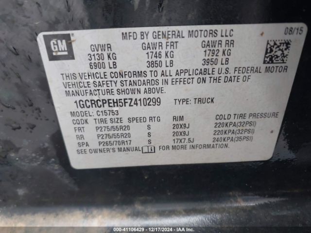1GCRCPEH5FZ410299 Chevrolet Silverado 1500 Wt