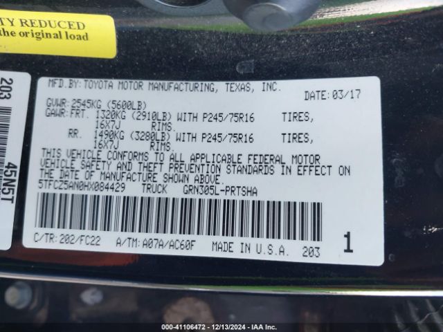 5TFCZ5AN0HX084429 Toyota Tacoma Sr5 V6