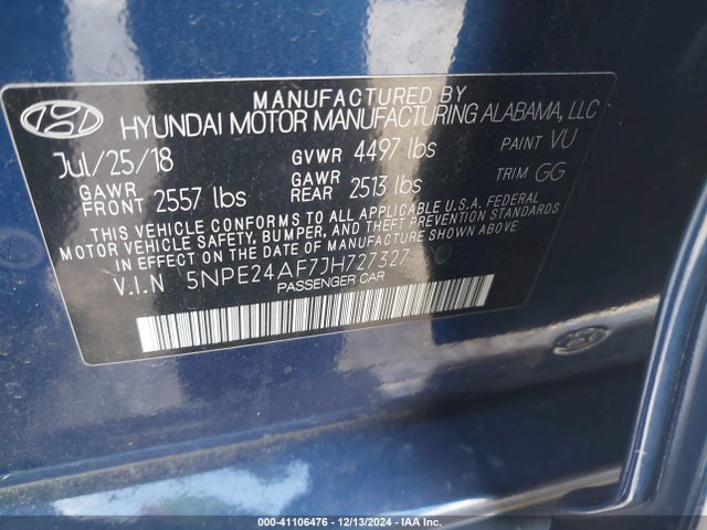 Hyundai SONATA SE 2018 5NPE24AF7JH727327 Image 9