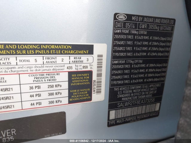 SALWR2TF8EA373258 Land Rover Range Rover Sport 5.0l V8 Supercharged