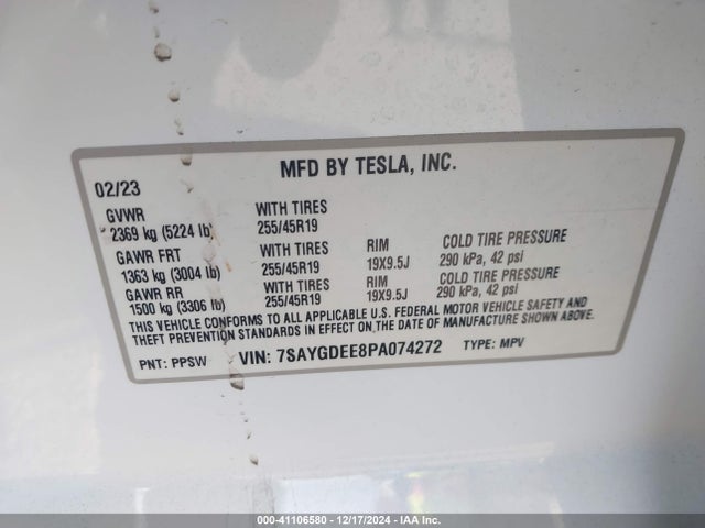 2023 TESLA MODEL Y 7SAYGDEE8PA074272 Photo 8
