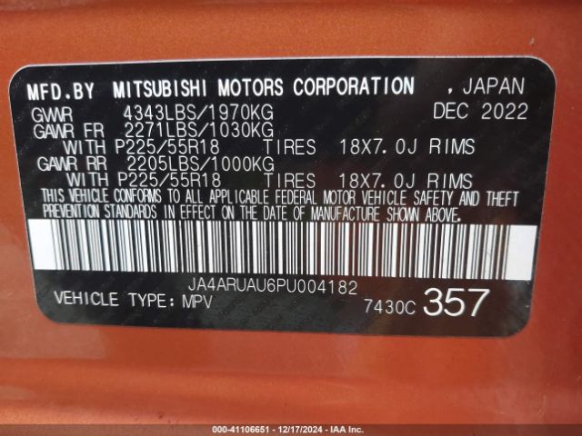 2023 MITSUBISHI OUTLANDER SPORT JA4ARUAU6PU004182 Photo 8