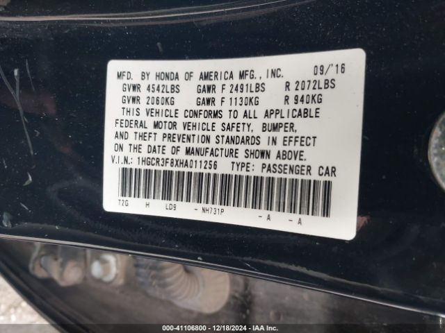 1HGCR3F8XHA011256 Honda Accord Ex-l V6