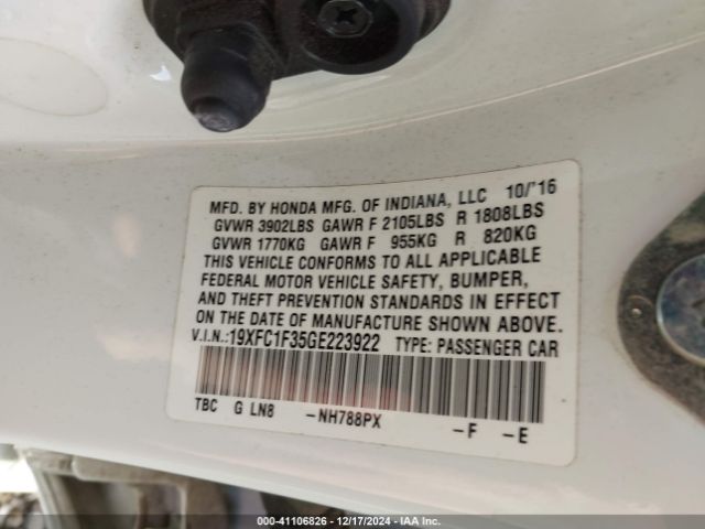 19XFC1F35GE223922 Honda Civic Ex-t