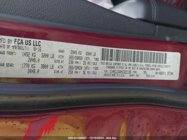 1C4RDJDG8HC622199 Dodge Durango Gt Awd