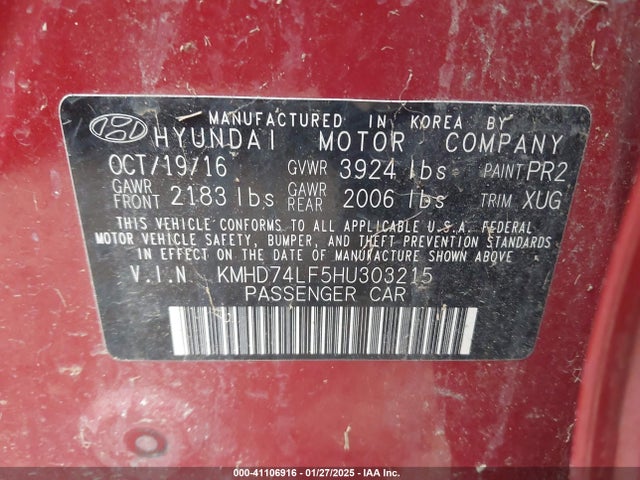 Hyundai ELANTRA SE 2017 KMHD74LF5HU303215 Image 9