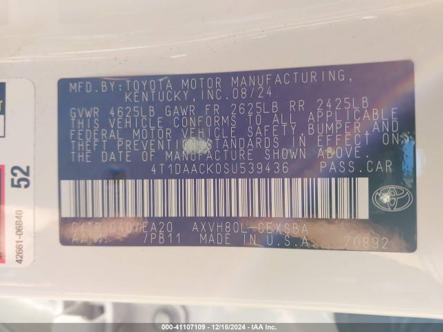 Toyota CAMRY SE 2025 4T1DAACK0SU539436 Image 9