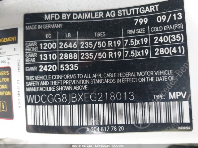 WDCGG8JBXEG218013 Mercedes-Benz Glk 350 4matic