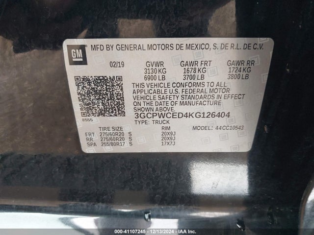 Chevrolet Silverado 1500 Lt 2019 3GCPWCED4KG126404 Image 9