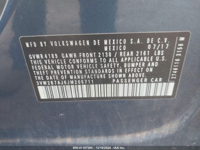 3VW2B7AJ6JM205711 Volkswagen Jetta 1.4t S