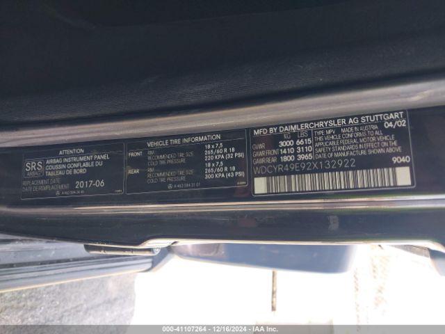 2002 MERCEDES-BENZ G 500 WDCYR49E92X132922 Photo 8