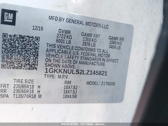 1GKKNULS2LZ145821 GMC Acadia Awd Slt