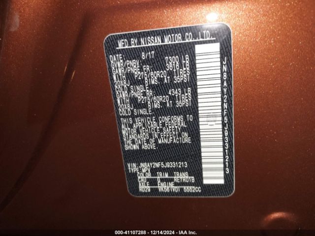 JN8AY2NF5J9331213 Nissan Armada Platinum