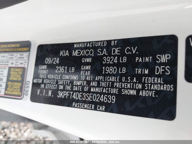 KIA K4 Lx 2025 3KPFT4DE3SE024639 Image 9