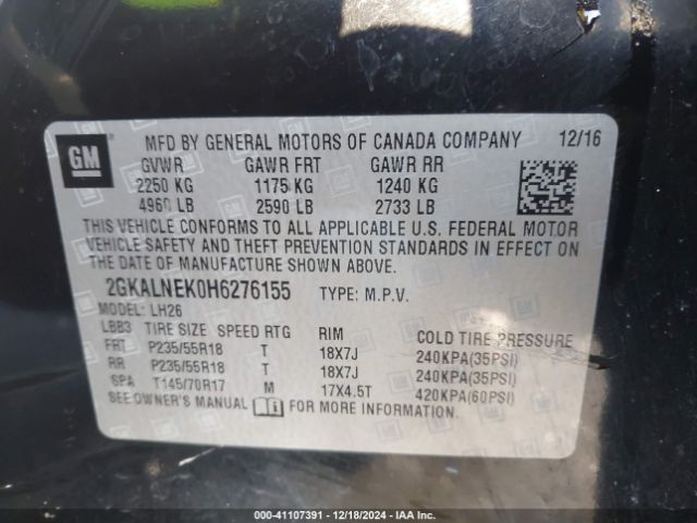 2GKALNEK0H6276155 GMC Terrain Sle-2