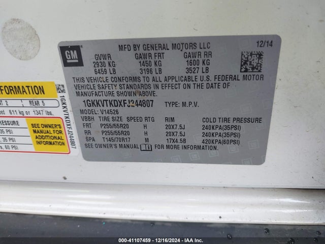 1GKKVTKDXFJ244807 GMC Acadia Denali