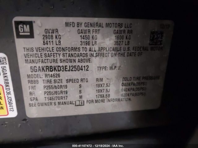 5GAKRBKD3EJ250412 Buick Enclave Leather