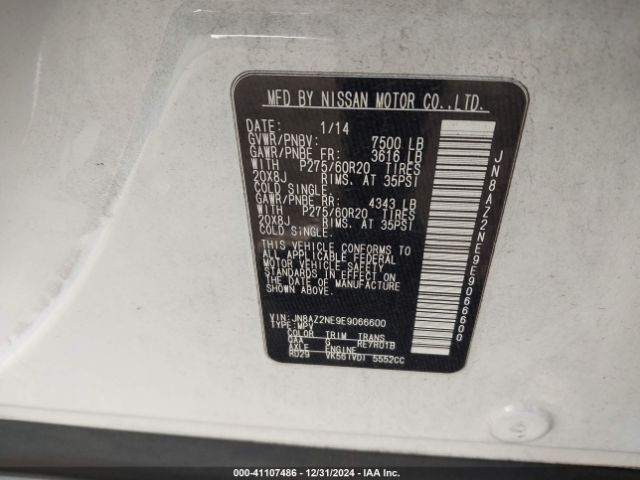 JN8AZ2NE9E9066600 Infiniti QX80