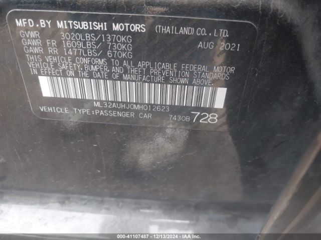 ML32AUHJ0MH012623 Mitsubishi Mirage Carbonite Edition/es/le