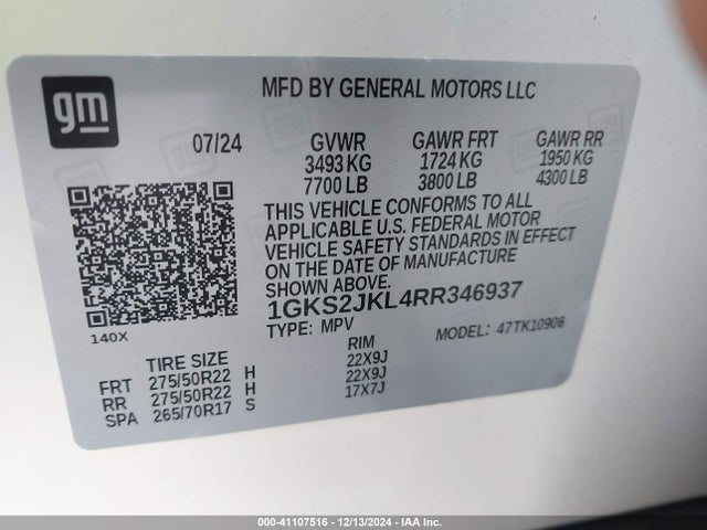 1GKS2JKL4RR346937 GMC Yukon Xl 4wd Denali